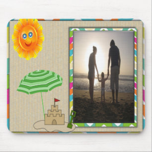 Beach Scene, Sun, Sand, Sandcastle Photo Template Muismat