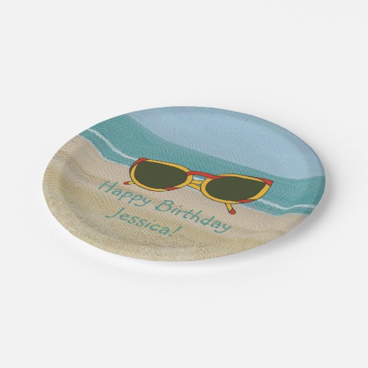 Beach Scene Sunglazen Specialized Birthday Bord (Gekanteld)