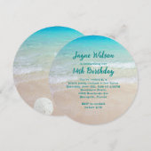 Beach Scene Teen Girl Birthday Party Invitation Kaart (Voorkant / Achterkant)
