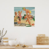 Beach scène uit 1950 poster (Keuken)