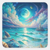 Beach Scene  Vierkante Sticker (Voorkant)