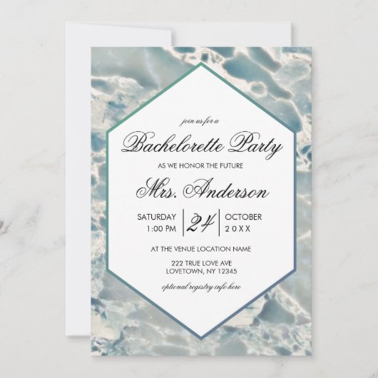 Beach Sea Glass Aqua Bachelorette Party Invitation (Devant)