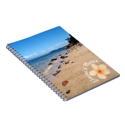Beach Sea Shells Frangipani Nom Spiral Note Livre (Côté Droit)