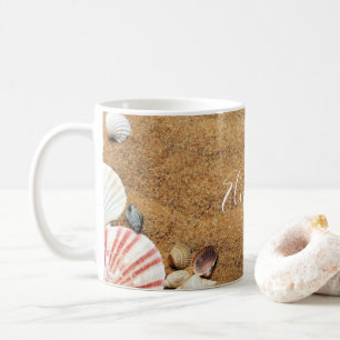 Beach Sea Shells Monogram Vacation Island Koffiemok