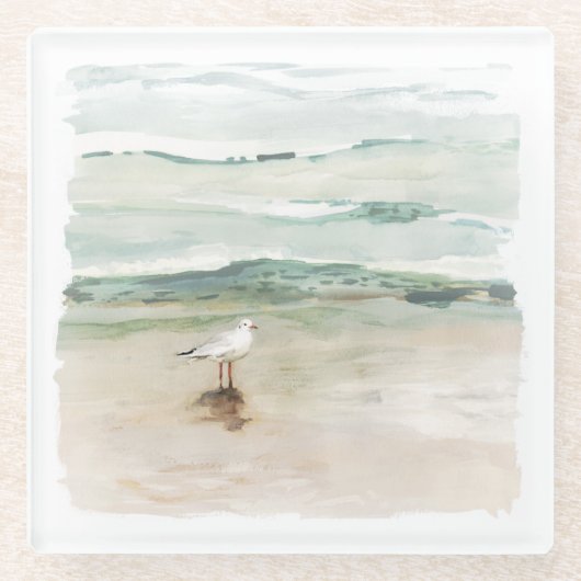 Beach Seagull Cove Glazen Onderzetter (Voorkant)