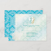 Beach Seahorse Turquoise Wedding RSVP (Voorkant / Achterkant)