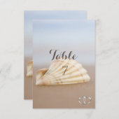 Beach Seashell, Cartes de Table Coeur (Devant / Derrière)