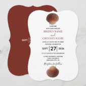 Beach Seashell Clams Invitations de mariage (Devant / Derrière)