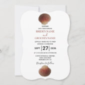 Beach Seashell Clams Invitations de mariage (Devant)