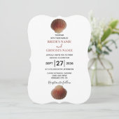 Beach Seashell Clams Invitations de mariage (Debout devant)