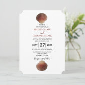 Beach Seashell Clams Invitations de mariage (Debout devant)