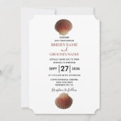 Beach Seashell Clams Invitations de mariage (Devant)