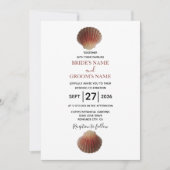 Beach Seashell Clams Wedding Invitations Kaart (Voorkant)