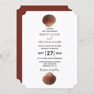 Beach Seashell Clams Wedding Invitations Kaart