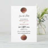 Beach Seashell Clams Wedding Save the Date (Staand voorkant)