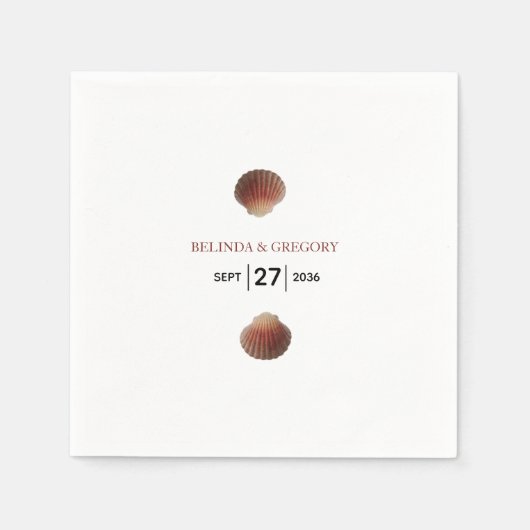 Beach Seashell Clams Wedding Servet (Voorkant)
