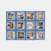 Beach Seashell Faux Quilted Nautical Photo Collage Fleece Deken (Voorkant (Horizontaal))