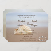 Beach Seashell, Hearts Faire-part de mariage (Devant / Derrière)