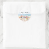 Beach Seashell Ocean Mountains Cloud Waterverf Ronde Sticker (Tas)