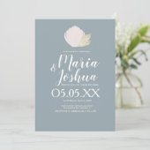 Beach Seashell Pampas Muted Wedding Invitation Kaart (Staand voorkant)