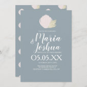 Beach Seashell Pampas Muted Wedding Invitation Kaart (Voorkant / Achterkant)