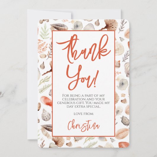 Beach Seashell Seaside Theme Party Bedankkaart (Voorkant)