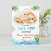 Beach seashell theme invitation kaart (Staand voorkant)