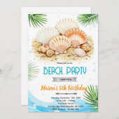 Beach seashell theme invitation kaart (Voorkant / Achterkant)