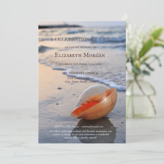 Beach Seashell Zee Viering van het leven Kaart (Staand voorkant)