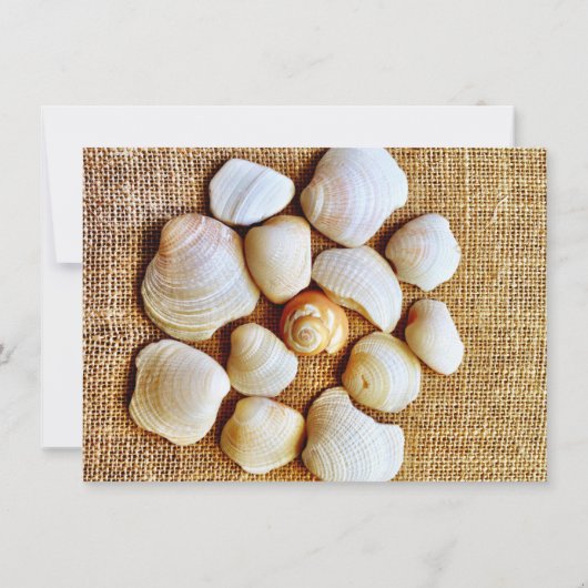 Beach Seashells Burlap Imprimer les invitations au (Dos)