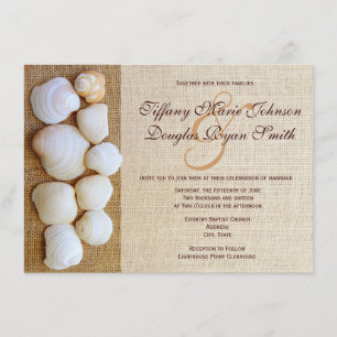 Beach Seashells Burlap Imprimer les invitations au