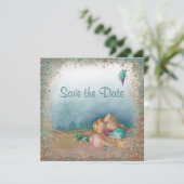 Beach Seashells en Glitter Save the Date Weddensch (Staand voorkant)