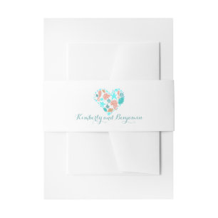 Beach Seashells Heart Modern White Wedding Uitnodigingen Wikkel