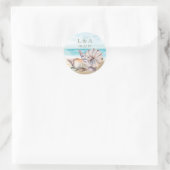 Beach SeaShells | Nautical Wedding Monogram Ronde Sticker (Tas)