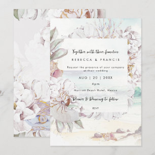 Beach Seashells Ocean Wedding Uitnodiging