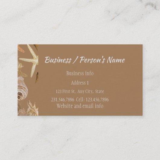 Beach Seashells Ocean Zee Vacation Holiday Custom Visitekaartje (Voorkant)