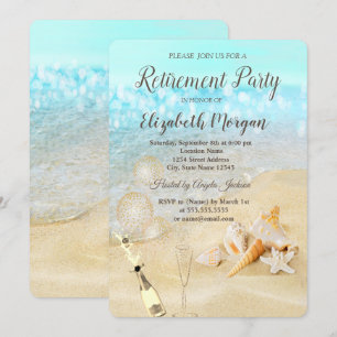 Beach Seashells Sand Balloons, Wine Retirement Kaart