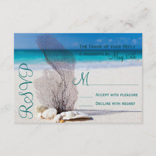 Beach Seashells Sand Destination Wedding RSVP