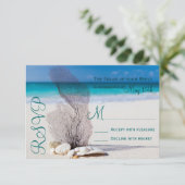 Beach Seashells Sand Destination Wedding RSVP (Staand voorkant)