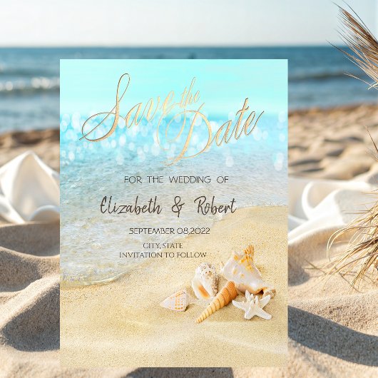 Beach Seashells Sand Save the Date