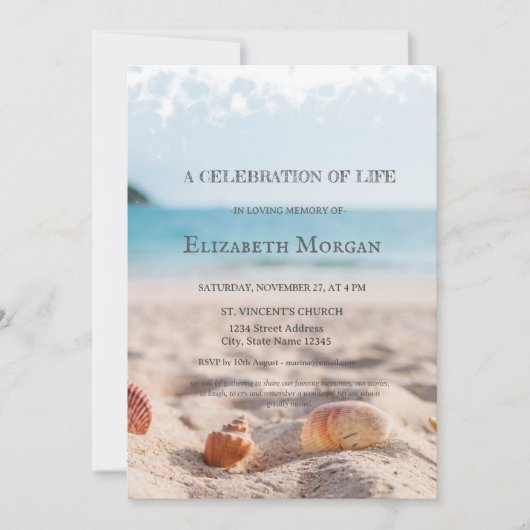 Beach Seashells viering van het leven Kaart (Voorkant)