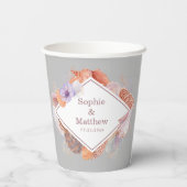 Beach Seashells Waterverf Coastal Chic Wedding Papieren Bekers (Achterkant)