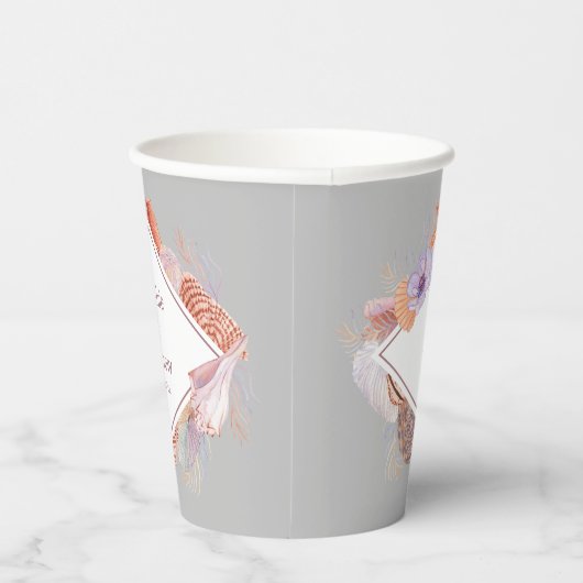 Beach Seashells Waterverf Coastal Chic Wedding Papieren Bekers (Rechts)