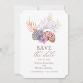 Beach Seashells Waterverf Coastal Chic Wedding Sa Save The Date (Voorkant)