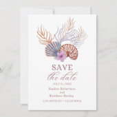 Beach Seashells Waterverf Coastal Chic Wedding Save The Date (Voorkant)