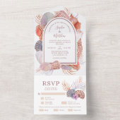 Beach Seashells Waterverf Coastal Wedding Al All In One Uitnodiging (Binnen)