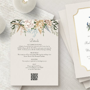 Beach Seashells Wedding Details Informatiekaartje