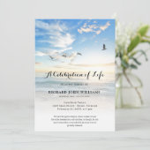 Beach Seaside Ocean Celebration of Life Funeral bl Kaart (Staand voorkant)