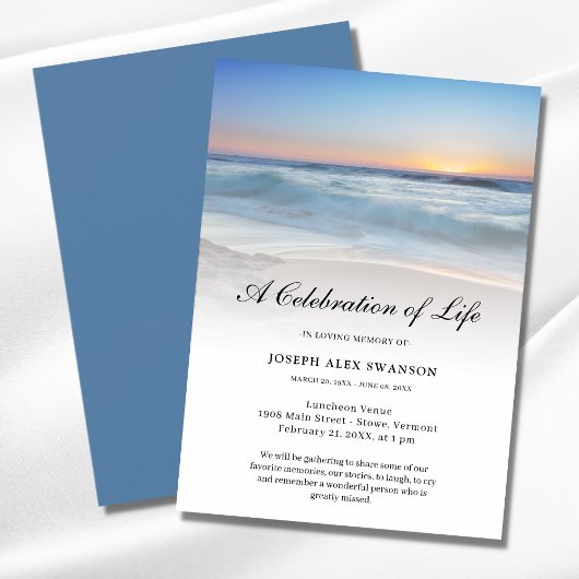 Beach Seaside Ocean Celebration of Life Funeral Kaart