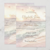 Beach Seaside/Ocean Sunset Wedding Invitation Kaart (Voorkant / Achterkant)